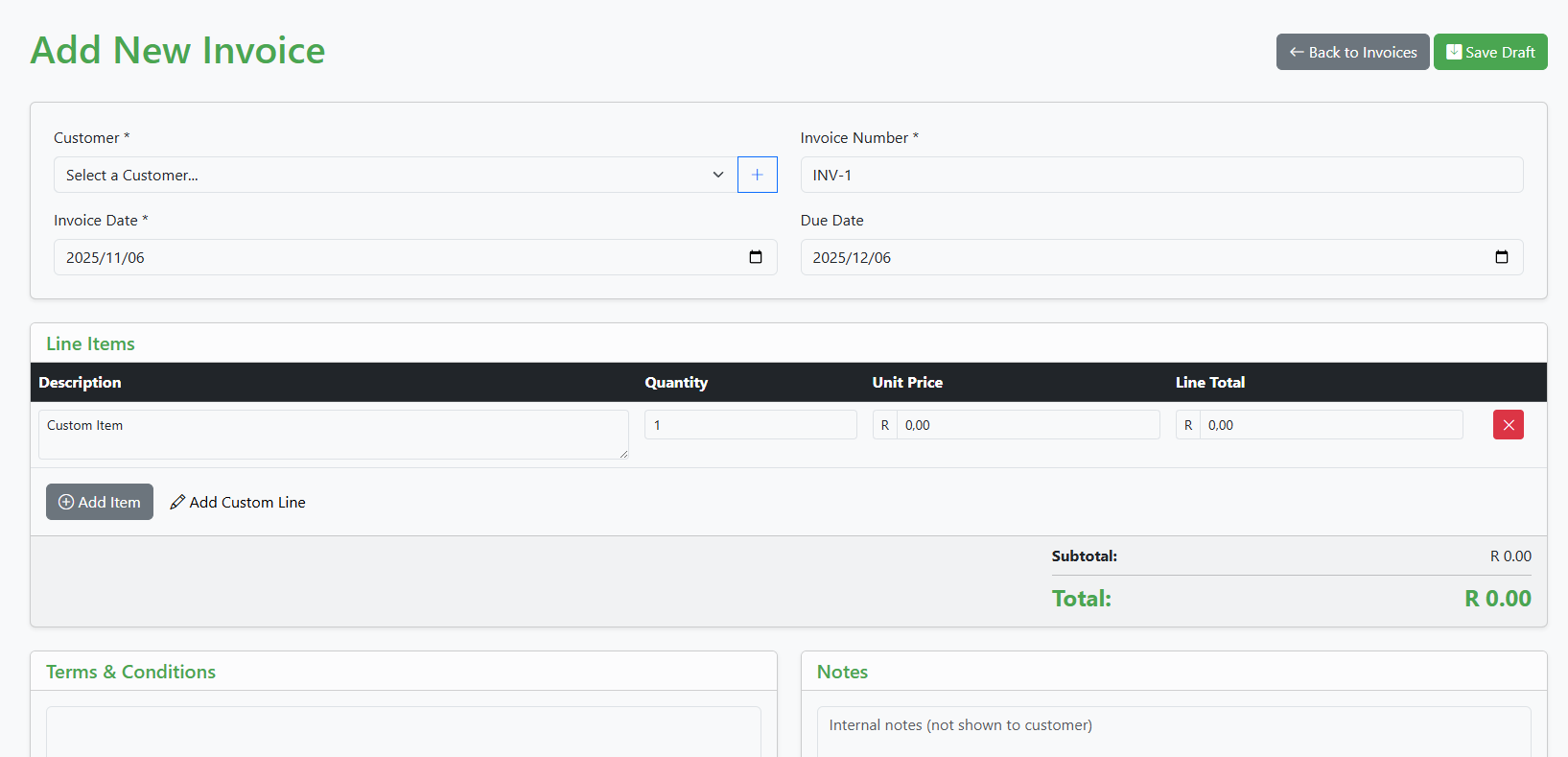 Create a Invoice
