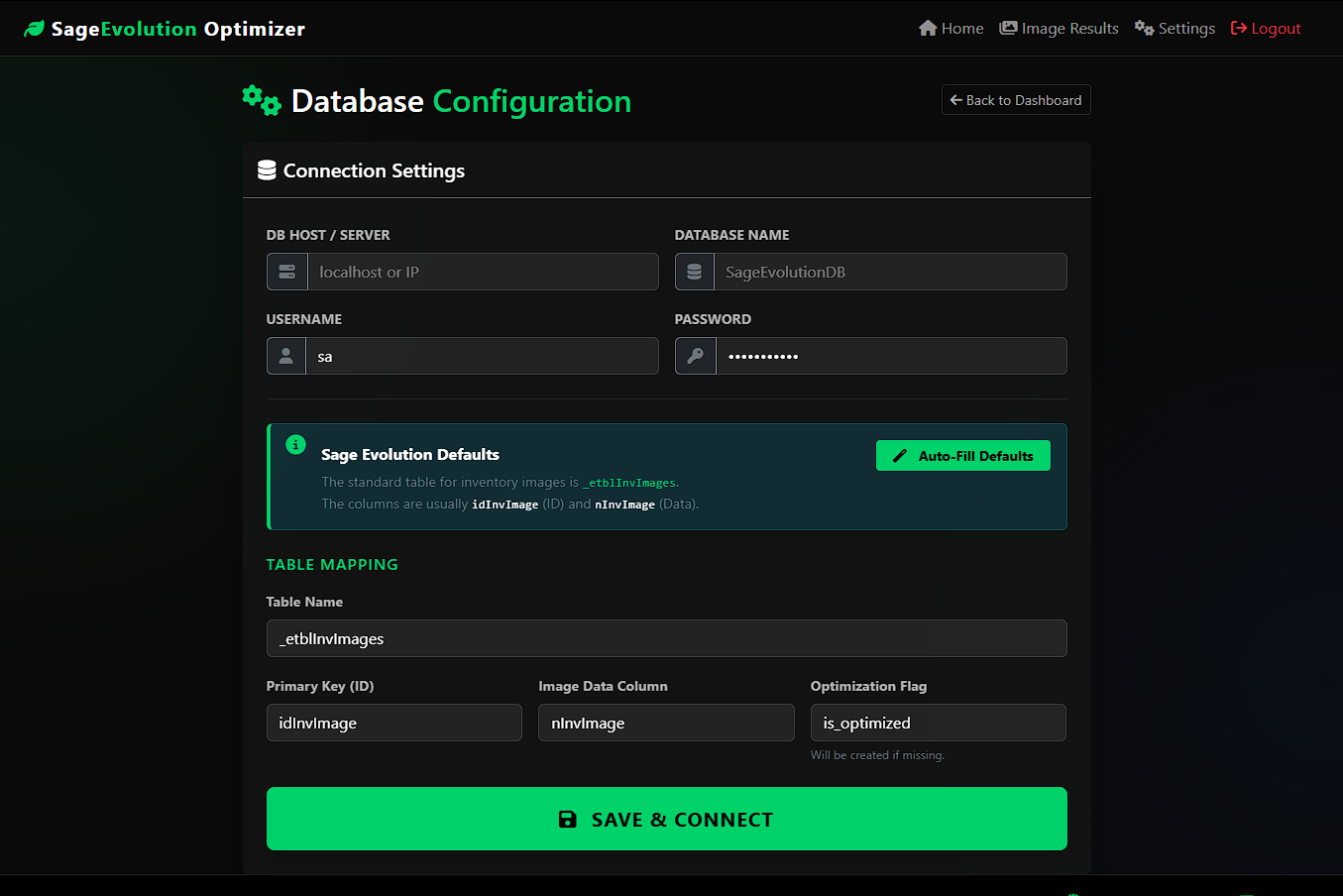 Database Settings
